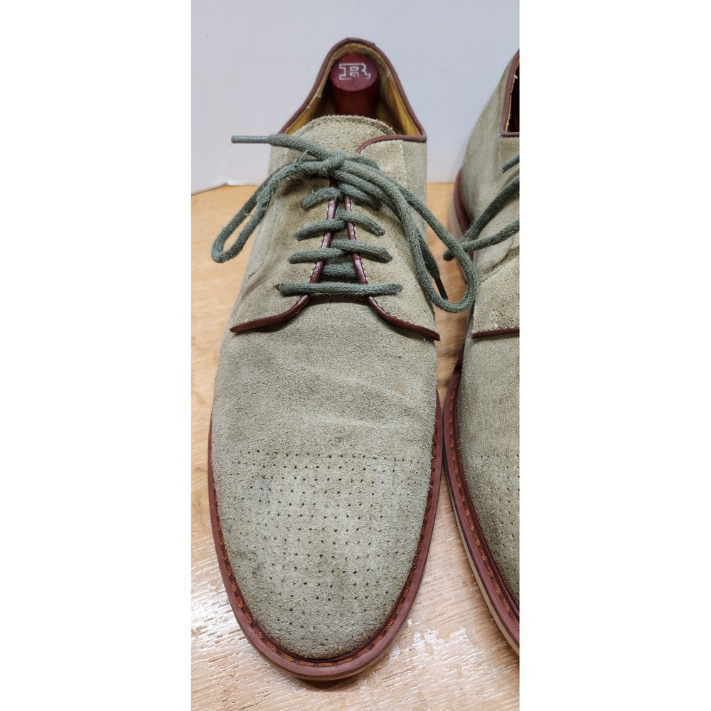 VTG Armani Collezioni Sage Green Suede Perforated WHOLECUT! Derby 44 EU US 11 - Picture 2 of 11
